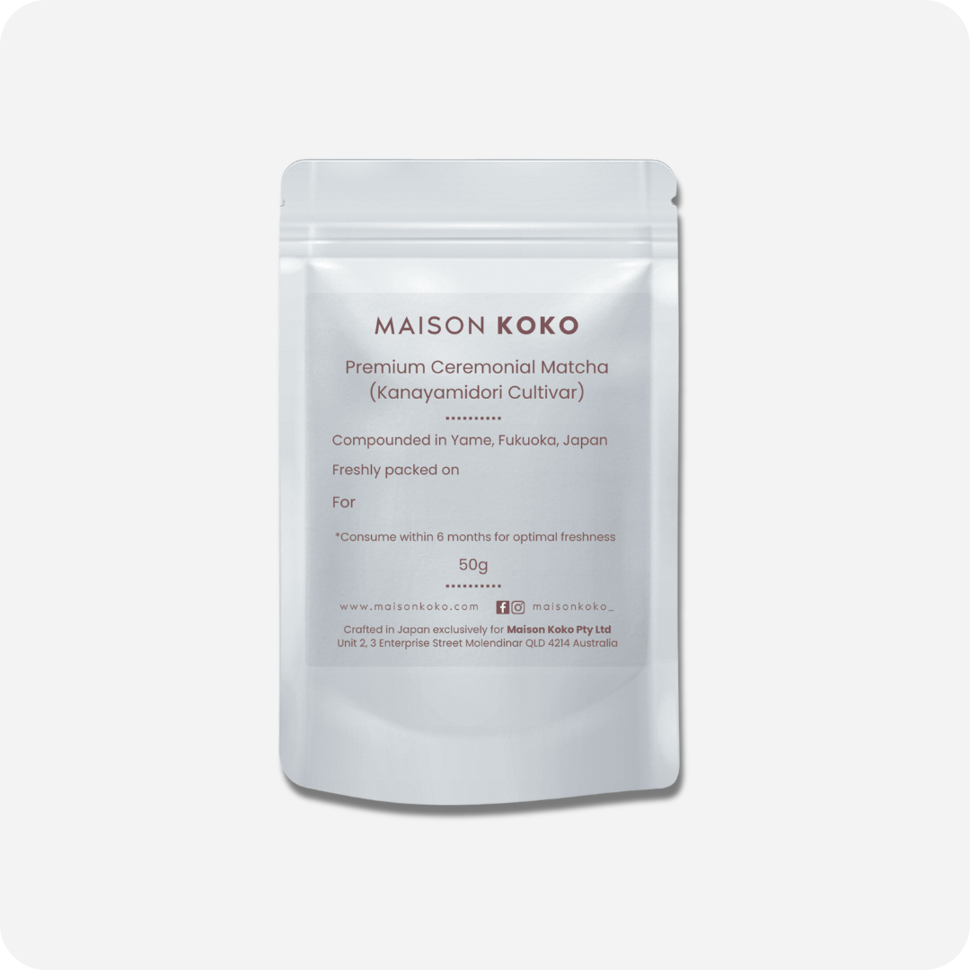 Premium Ceremonial Matcha Powder (Kanayamidori Cultivar) Package | Maison Koko