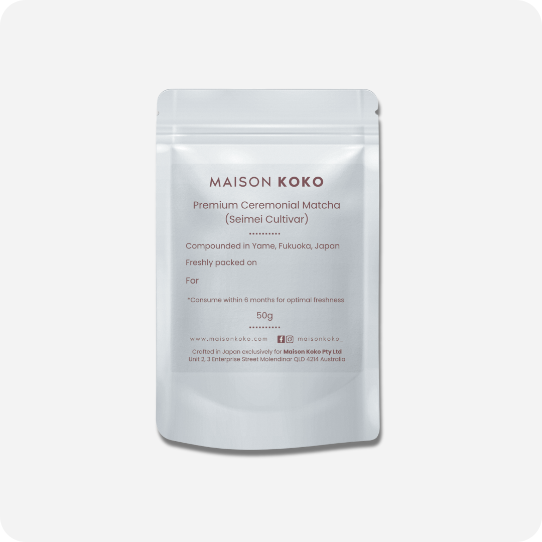 Premium Ceremonial Matcha Powder (Seimei Cultivar) Package | Maison Koko