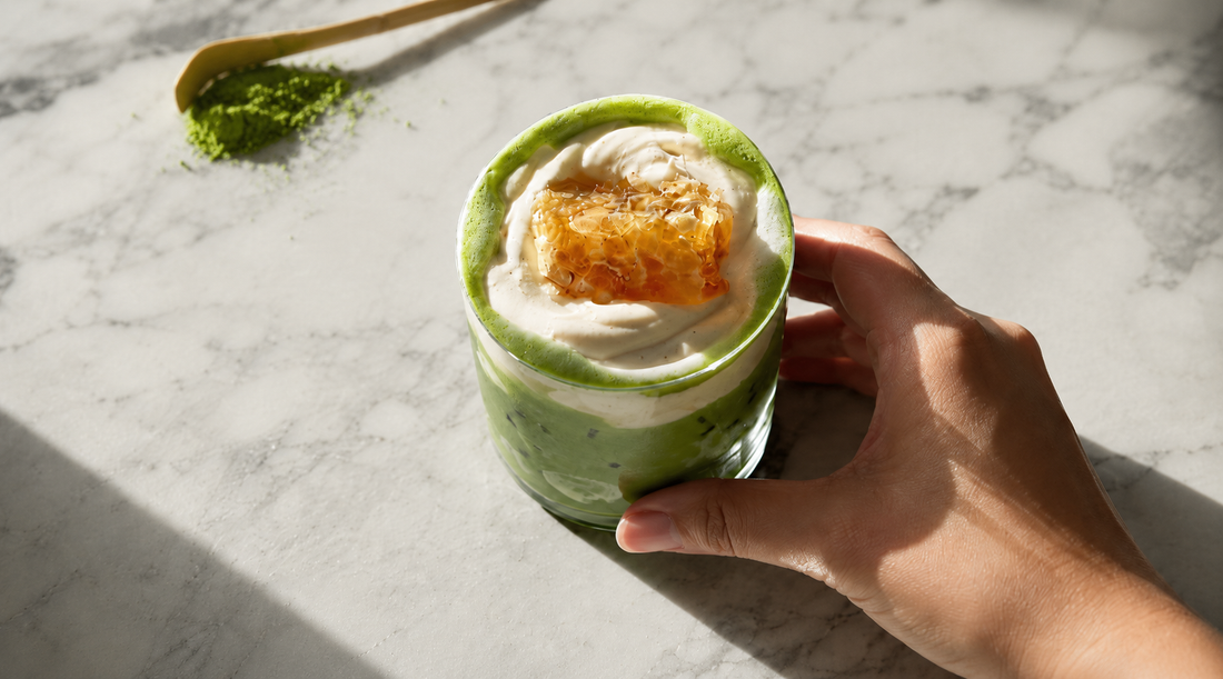 Salted Honeycomb Iced Matcha | Maison Koko
