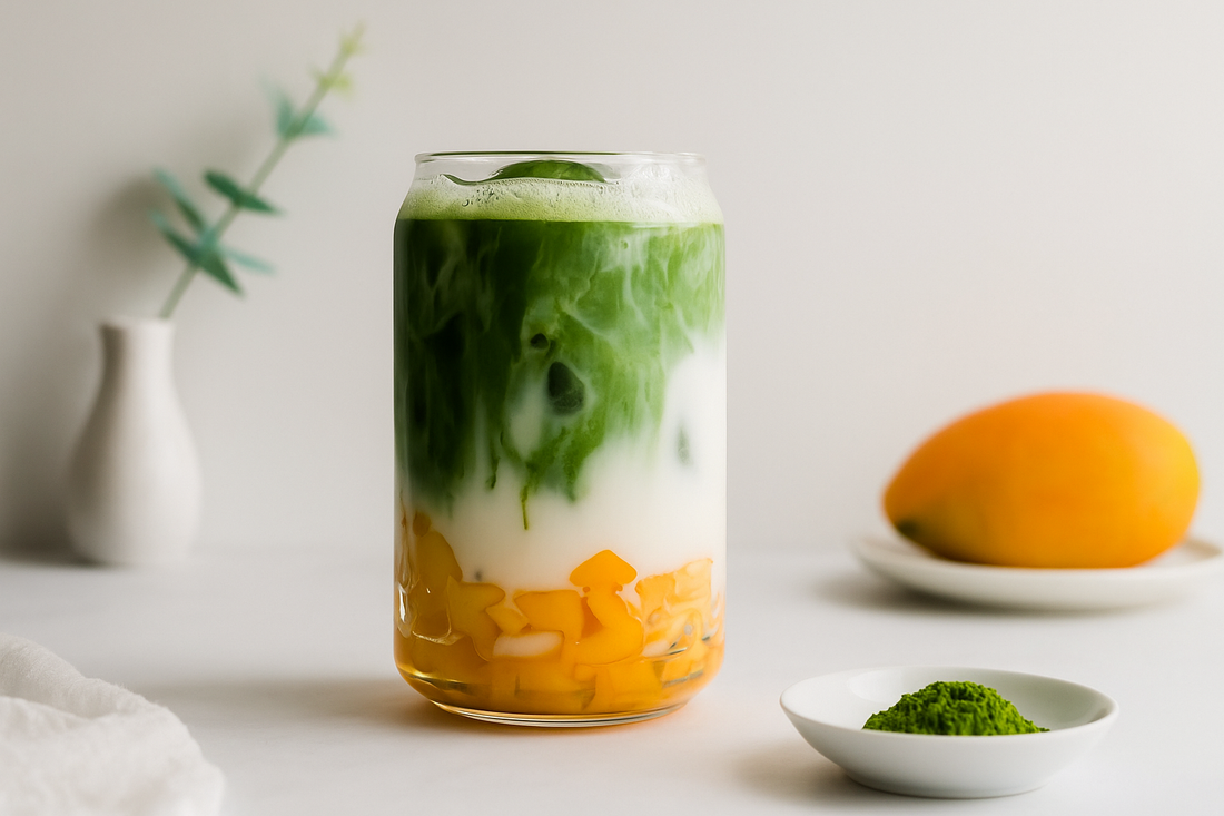 Mango iced Matcha Latte | Maison Koko