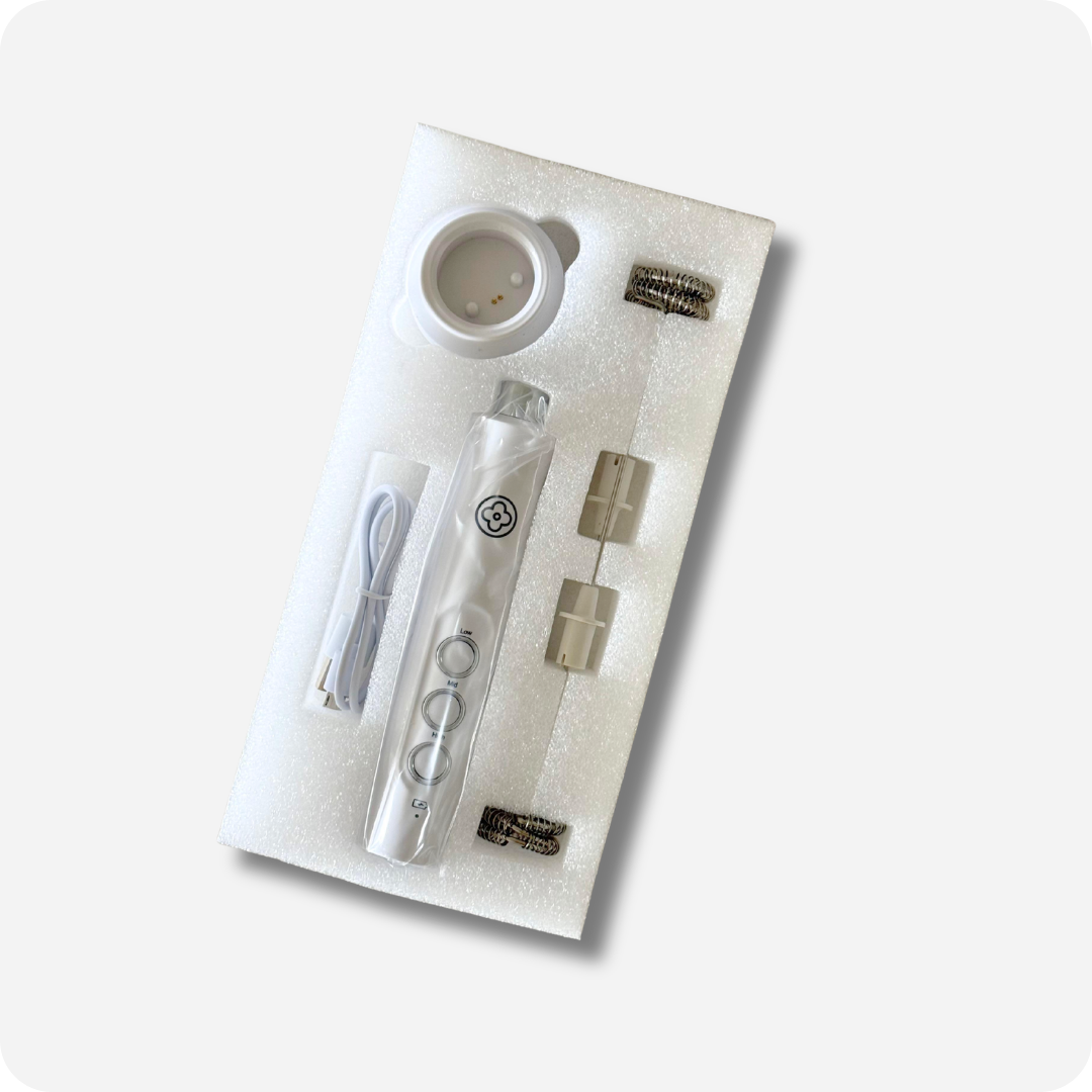 Electric Milk Frother Stick with Charging Stand (White) Inside of The Package | Maison Koko