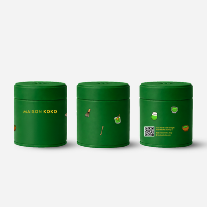 Empty Matcha Tin Dark Green Colour | Maison Koko