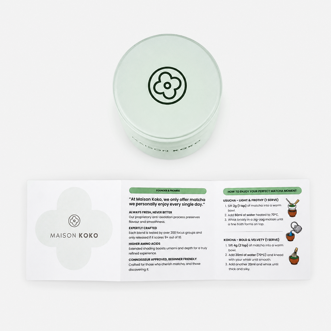 Empty Matcha Tin Light Green Instruction | Maison Koko