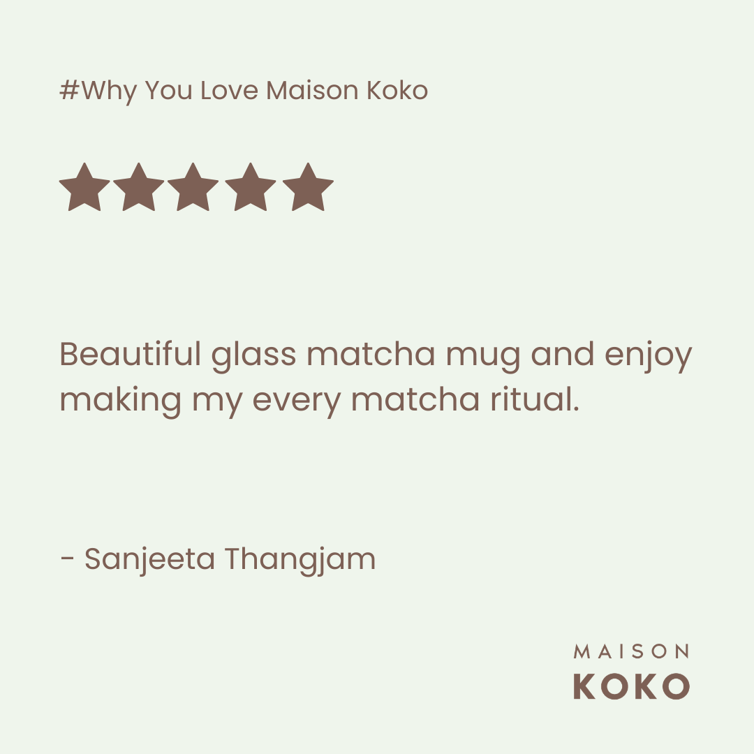 Glass Matcha Bowl with Spout (500ml Textured Glass) Customers Review | Maison Koko