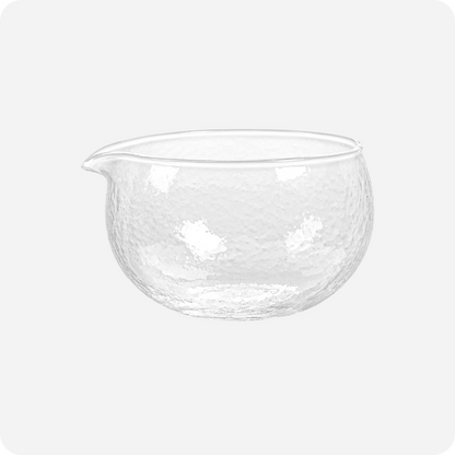 Glass Matcha Bowl with Spout (500ml Textured Glass) | Maison Koko