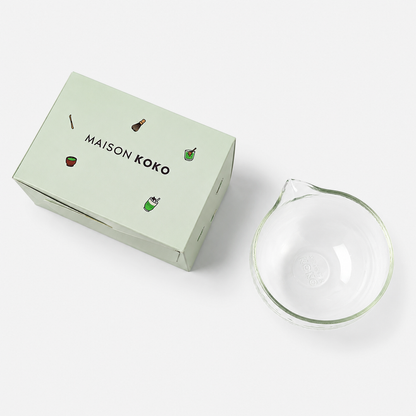 Glass Matcha Bowl with Spout (500ml Textured Glass) Top View | Maison Koko