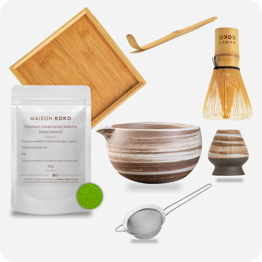 Matcha Gift Set (Brown) | Maison Koko
