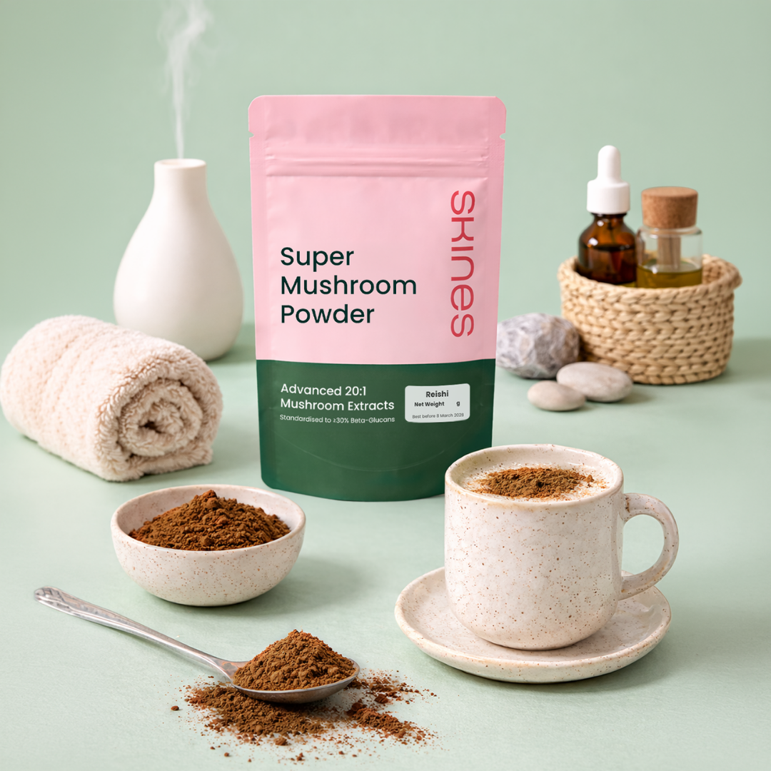 SKINES Super Mushroom Powder (Reishi) Package Front View | Maison Koko
