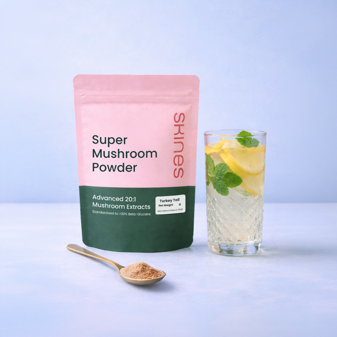 SKINES Super Mushroom Powder (Turkey Tail) Package Front View | Maison Koko